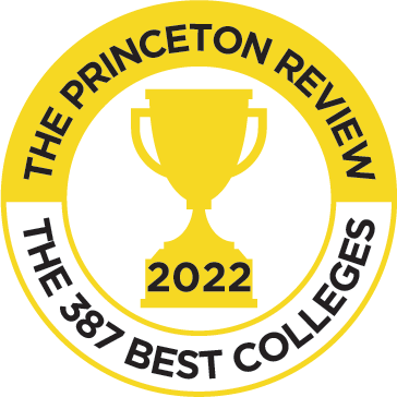 一个线条艺术奖杯，周围写着“2022，普林斯顿评论，387所最好的大学”